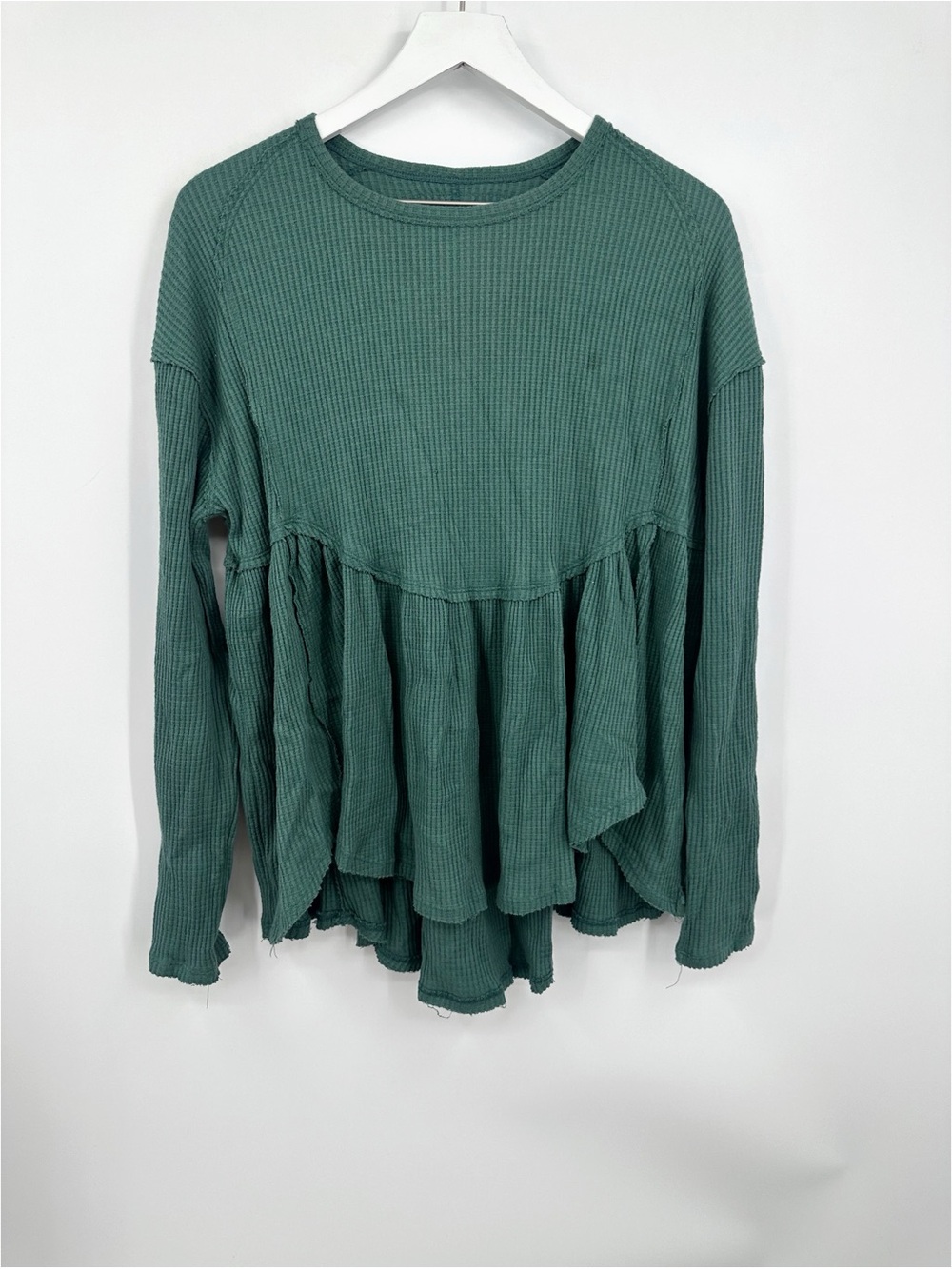 We The Free Oh My Babydoll Green Long Sleeve Shirt Size Medium Boho Free People